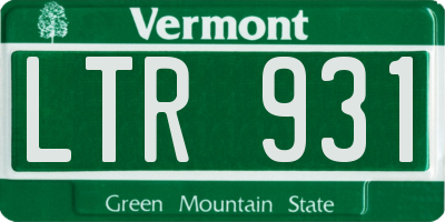 VT license plate LTR931