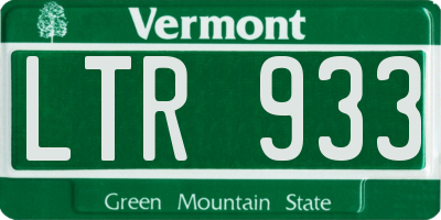 VT license plate LTR933
