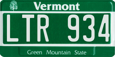 VT license plate LTR934