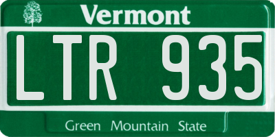 VT license plate LTR935