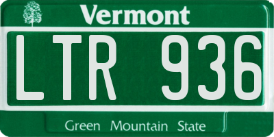 VT license plate LTR936