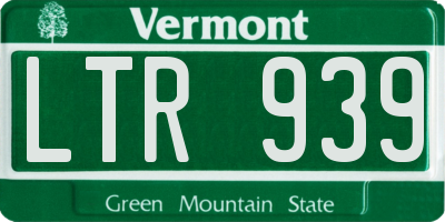 VT license plate LTR939