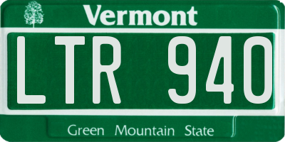 VT license plate LTR940