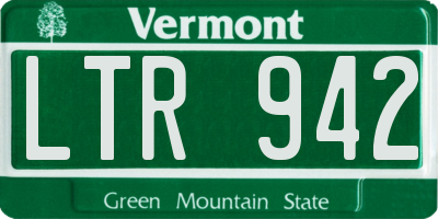 VT license plate LTR942