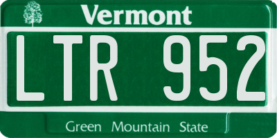 VT license plate LTR952