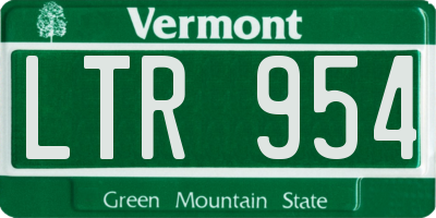 VT license plate LTR954
