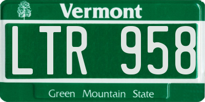 VT license plate LTR958