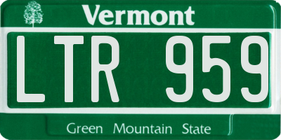 VT license plate LTR959