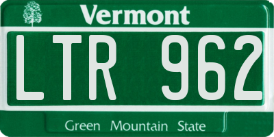 VT license plate LTR962
