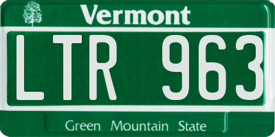 VT license plate LTR963