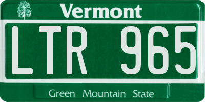 VT license plate LTR965