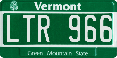 VT license plate LTR966