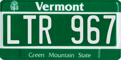 VT license plate LTR967