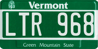 VT license plate LTR968