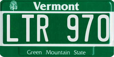 VT license plate LTR970