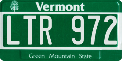 VT license plate LTR972