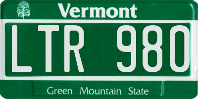 VT license plate LTR980