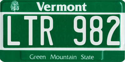 VT license plate LTR982