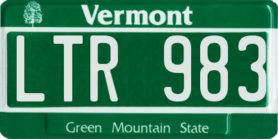 VT license plate LTR983