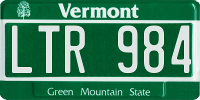VT license plate LTR984