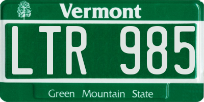 VT license plate LTR985