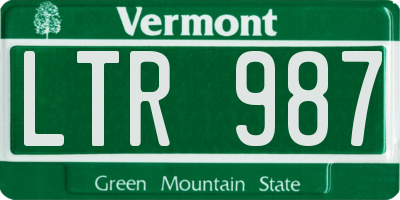 VT license plate LTR987