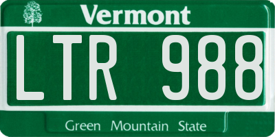 VT license plate LTR988