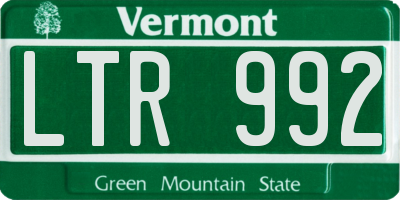 VT license plate LTR992
