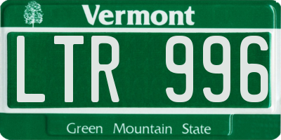 VT license plate LTR996