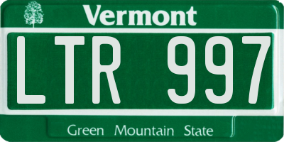 VT license plate LTR997