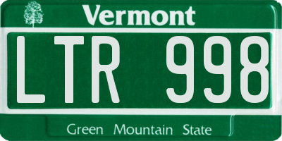VT license plate LTR998