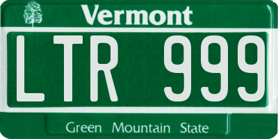 VT license plate LTR999