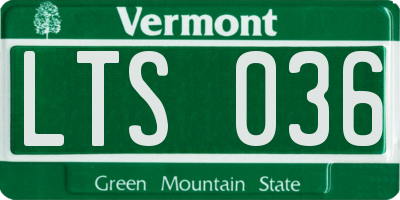 VT license plate LTS036