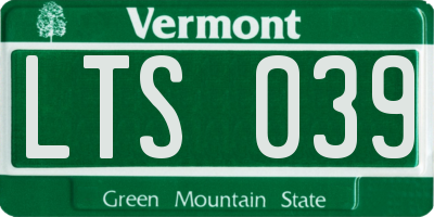 VT license plate LTS039