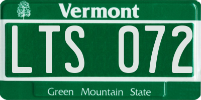 VT license plate LTS072