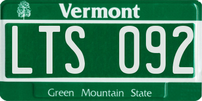 VT license plate LTS092