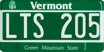 VT license plate LTS205