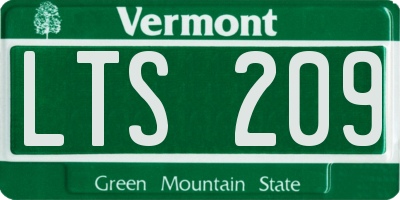 VT license plate LTS209