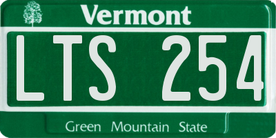 VT license plate LTS254