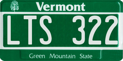VT license plate LTS322