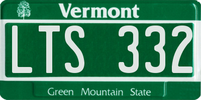 VT license plate LTS332