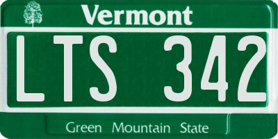 VT license plate LTS342