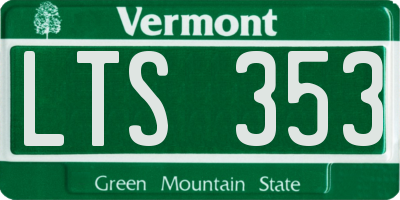 VT license plate LTS353