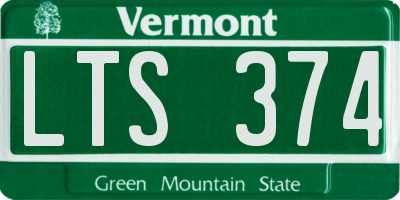 VT license plate LTS374