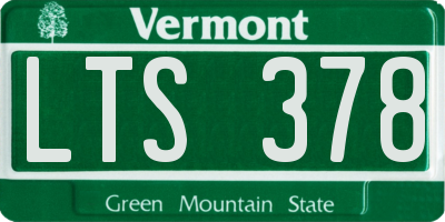 VT license plate LTS378