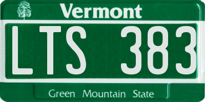 VT license plate LTS383