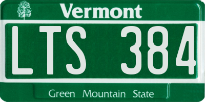 VT license plate LTS384