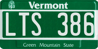 VT license plate LTS386
