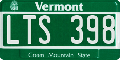 VT license plate LTS398