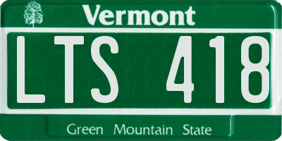 VT license plate LTS418